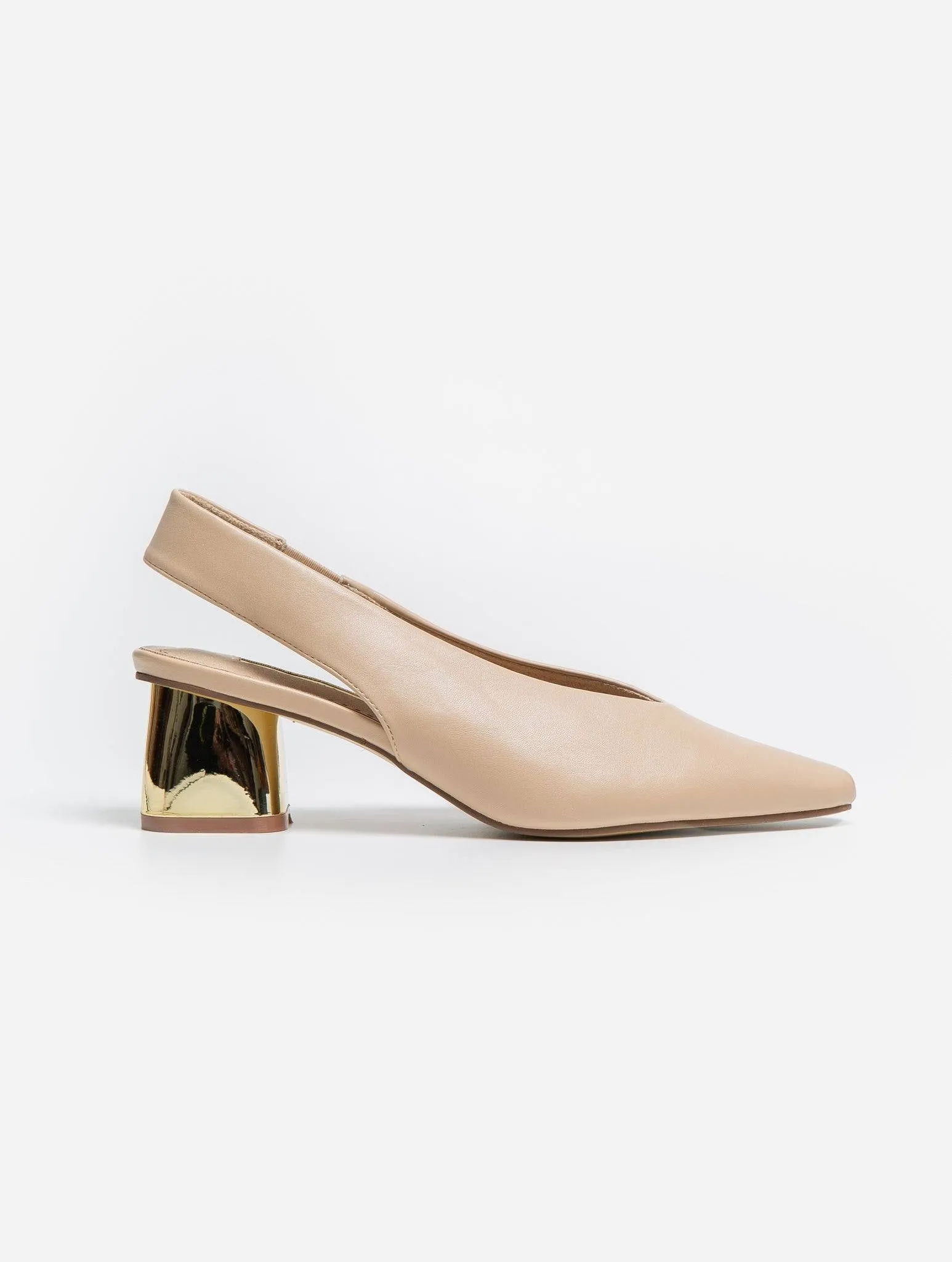 Zapato Tacón Destalonado Beige