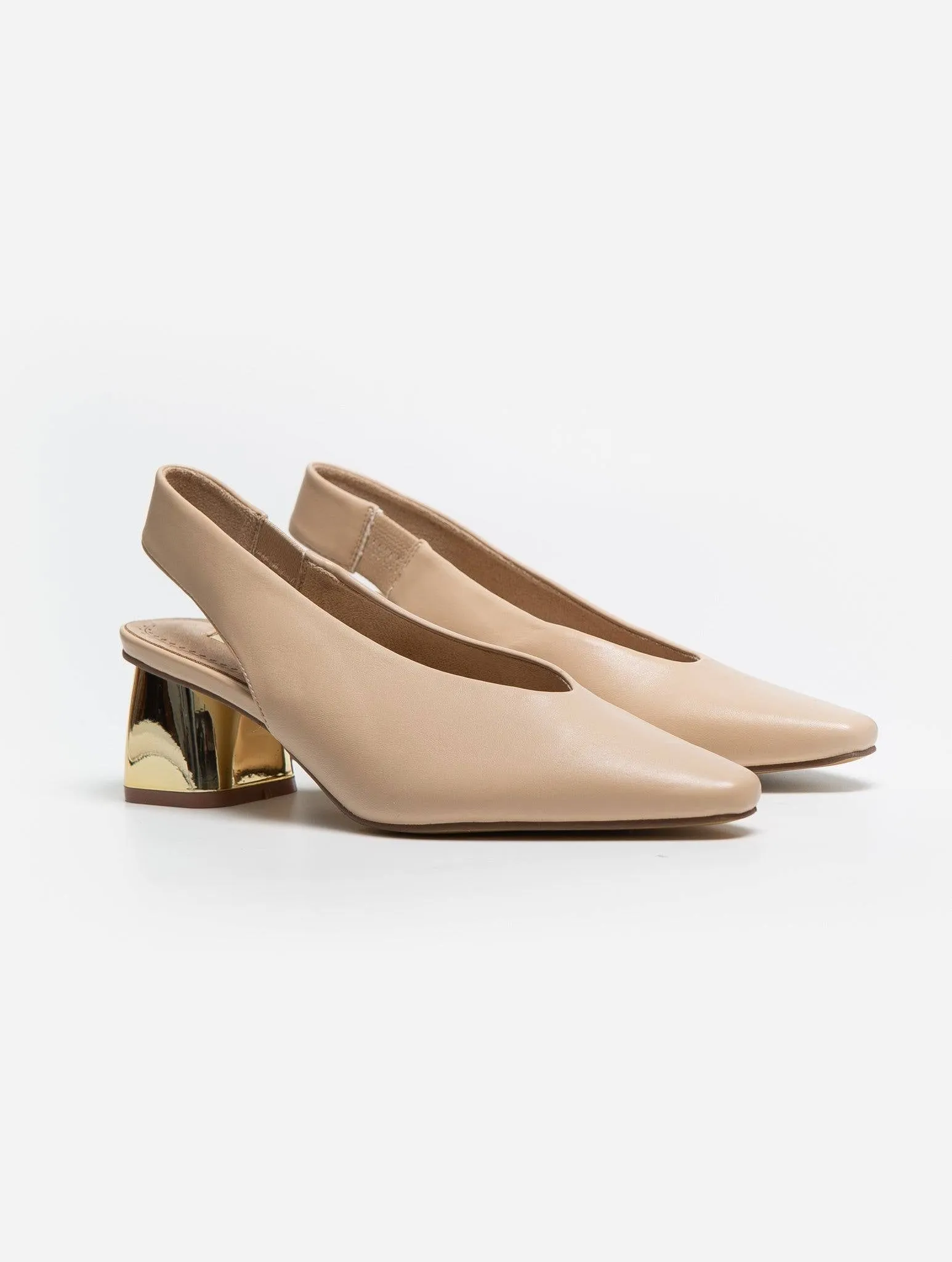Zapato Tacón Destalonado Beige